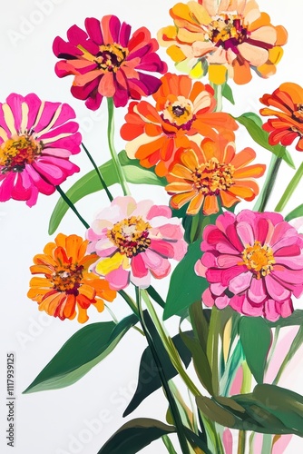 Vibrant Floral Arrangement with Colorful Zinnia Flowers in Bloom