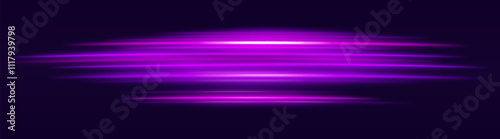 Purple motion blur icon. Dynamic horizontal streaks, glowing purple light, abstract motion effect, futuristic energy, speed visual, modern lighting decor, radiant design