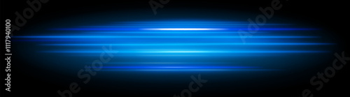 Blue motion blur icon. Dynamic horizontal streaks, glowing purple light, abstract motion effect, futuristic energy, speed visual, modern lighting decor, radiant design
