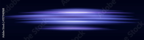 Blue motion blur icon. Dynamic horizontal streaks, glowing purple light, abstract motion effect, futuristic energy, speed visual, modern lighting decor, radiant design