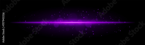 Purple glowing line icon. Vibrant horizontal beam, illuminated particles, abstract light effect, futuristic energy, minimalistic decor, dynamic modern design, radiant visual