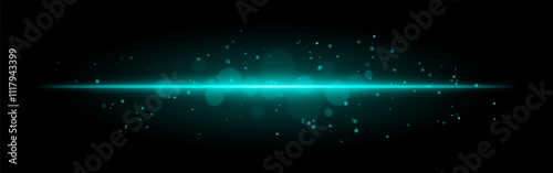 Blue glowing line icon. Vibrant horizontal beam, illuminated particles, abstract light effect, futuristic energy, minimalistic decor, dynamic modern design, radiant visual