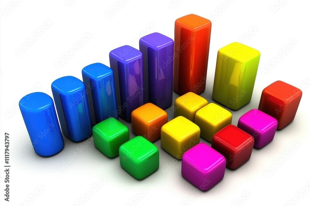Colorful 3d bar graph representation digital art visualization abstract environment perspective view for data analysis