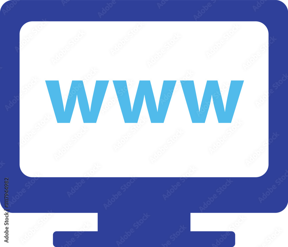 Blue www icon on computer monitor for websites, apps, and presentations. Blue www icon on computer monitor for websites, apps, and presentations.