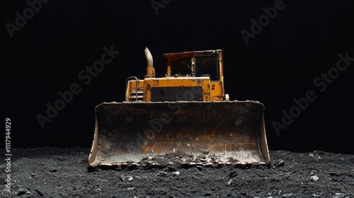 bulldozer on a black background