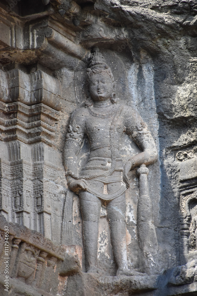 Carvings of Hindu god at Kailash Temple at the Ellora caves, Aurangabad (Maharashtra, India) Carvings of Hindu god at Kailash Temple at the Ellora caves, Aurangabad (Maharashtra, India)