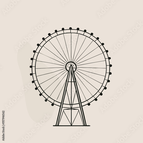a black and white line drawing of a ferris wheel