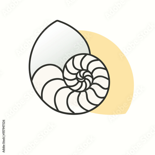 a black and white line drawing of a nautilus shell