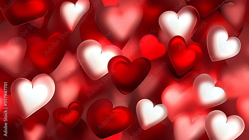 red and white hearts with a soft glowing effect red and white hearts with a soft glowing effect