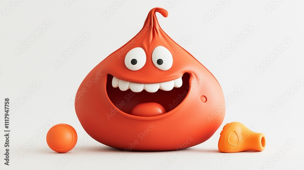 Playful Orange Blob Character with Accessories Playful Orange Blob Character with Accessories
