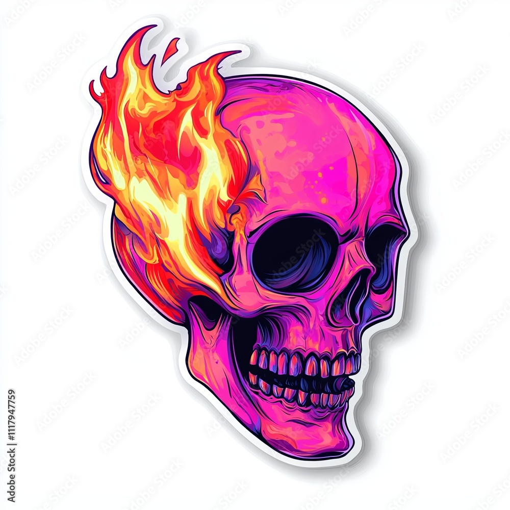 Flaming pink skull graphic design illustration. Flaming pink skull graphic design illustration.