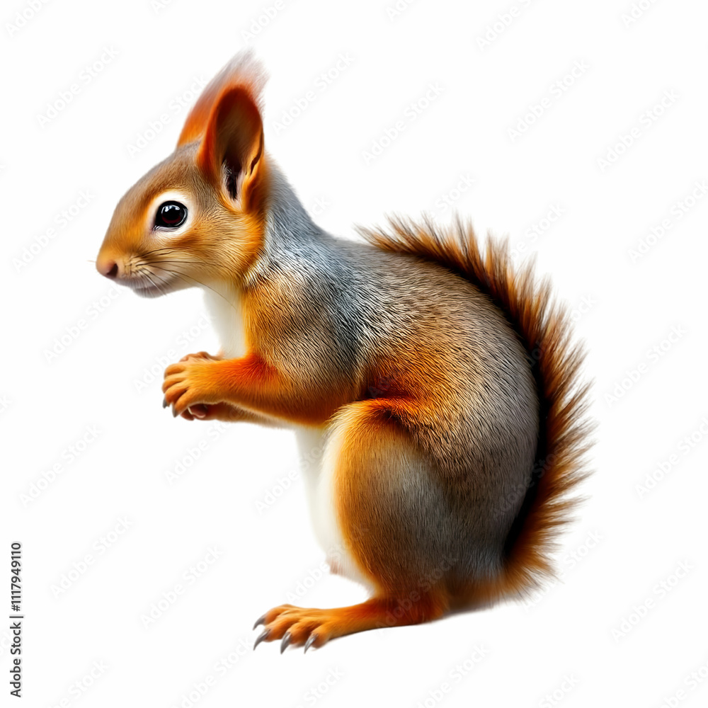 Eurasian red squirrel isolated on the blank background Eurasian red squirrel isolated on the blank background