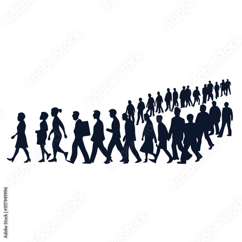 a large group of people walking in a line