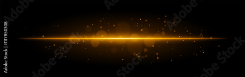 Orange glowing line icon. Vibrant horizontal beam, illuminated particles, abstract light effect, futuristic energy, minimalistic decor, dynamic modern design, radiant visual