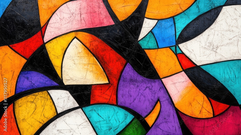 Fototapeta premium Abstract shapes with bold lines and vibrant colors, forming a creative and unique background design