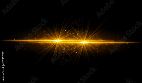 Dual orange starburst. Bright intersecting beams, glowing particles, radiant light effects, warm illumination, abstract lighting design, futuristic energy, decorative visuals
