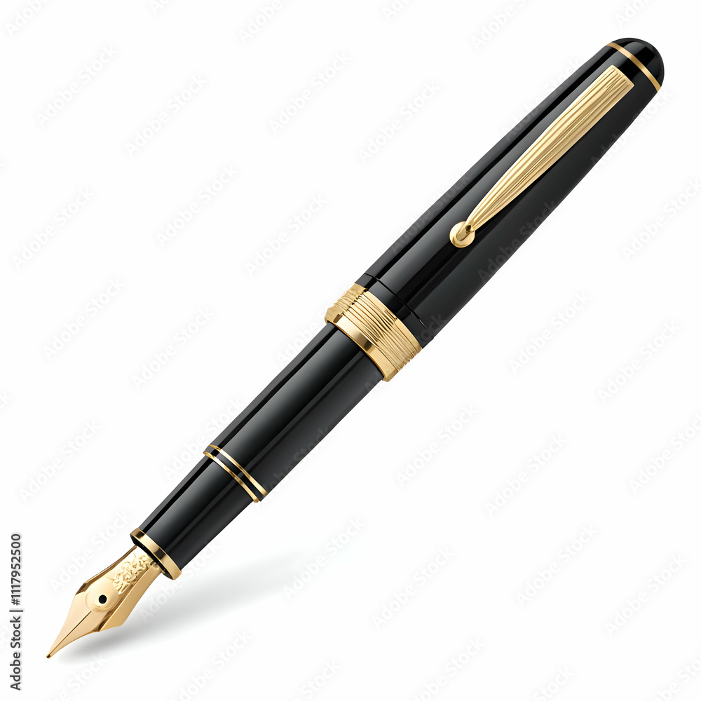 Classic Black Fountain Pen with Gold Accents for Sophisticated Writing Classic Black Fountain Pen with Gold Accents for Sophisticated Writing