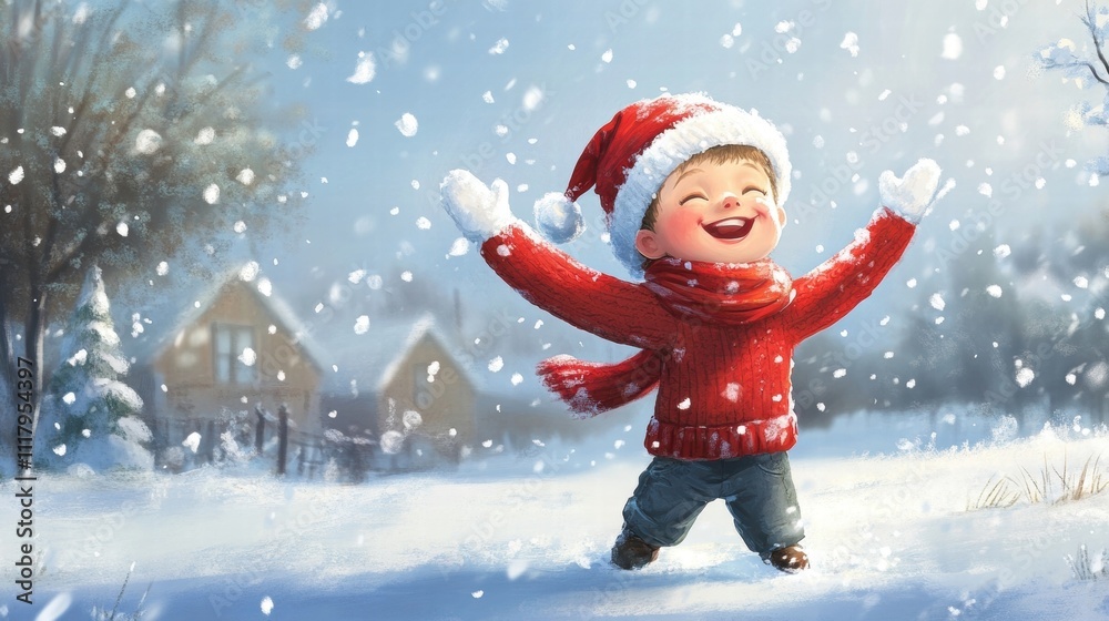 Joyful Child Playing in the Snow Joyful Child Playing in the Snow