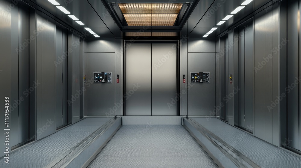 Fototapeta premium Modern Car Elevator Interior with Precision Hydraulic System for High-End Parking - Photorealistic Quality