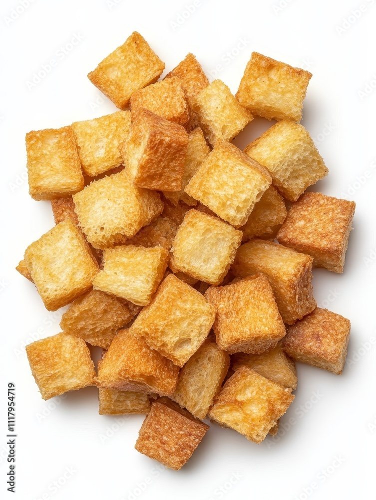 Crispy Bread Chips on White Background for Food Presentation, Photorealistic Culinary Concept Crispy Bread Chips on White Background for Food Presentation, Photorealistic Culinary Concept