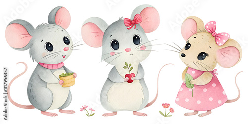 cute mouse watercolor sketch illustration photo