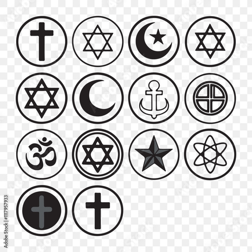 World Interfaith Harmony week Icon Design for Media Poster with different religion symbols