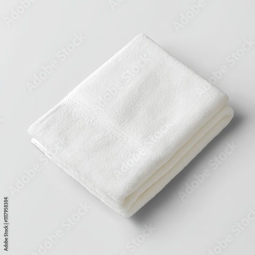 Eco-Friendly Organic Cotton Face Towel Folded Neatly on White Background - Photorealistic Textured Fabric Detail