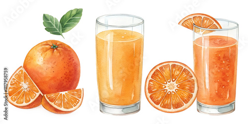 orange juice  watercolor sketch illustration