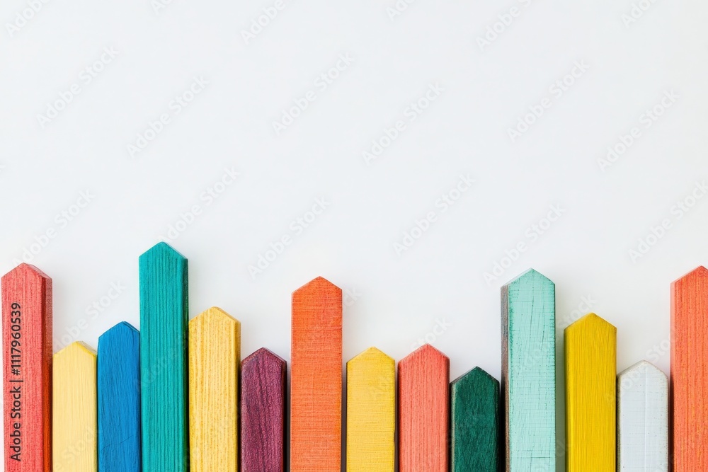 A series of colorful wooden blocks arranged in an abstract skyline motif, showcasing creativity, artistic vision, and a dynamic representation of vibrant themes. A series of colorful wooden blocks arranged in an abstract skyline motif, showcasing creativity, artistic vision, and a dynamic representation of vibrant themes.