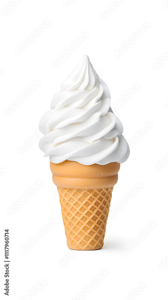 Vanilla ice cream in a waffle cone isolated on white background Vanilla ice cream in a waffle cone isolated on white background