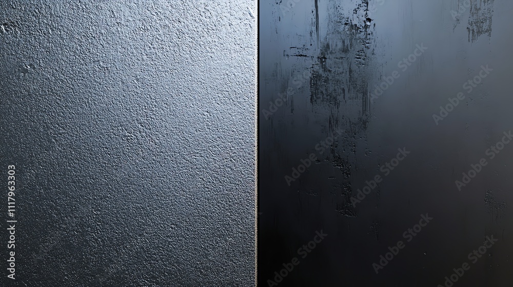 Fototapeta premium Close up of a textured grey and black surface, with a small brown patch on the left.