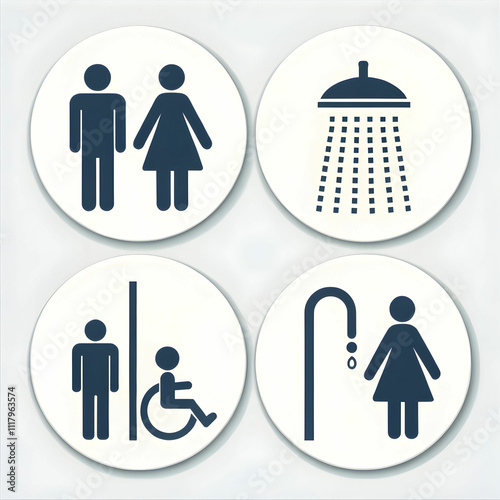 Different restroom icons for men, women, and people, designed to clearly represent