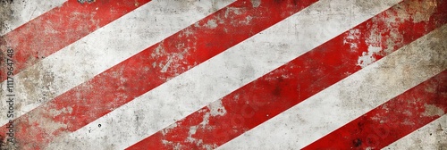 Red and White Diagonal Stripes on Grunge Background. AI generated illustration