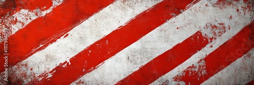 Red and White Diagonal Stripes on Grunge Background. AI generated illustration
