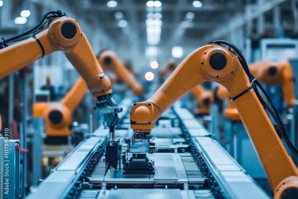 Engineers oversee product line operations using industry 4.0 and scada systems in modern factory Engineers oversee product line operations using industry 4.0 and scada systems in modern factory