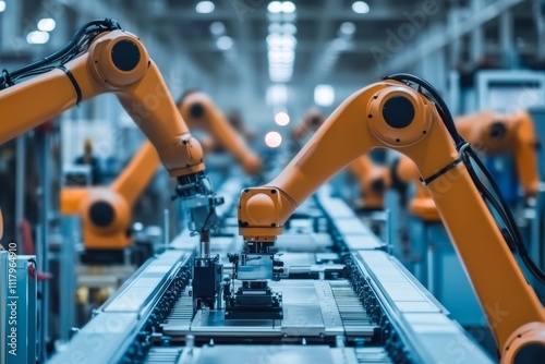 Engineers oversee product line operations using industry 4.0 and scada systems in modern factory