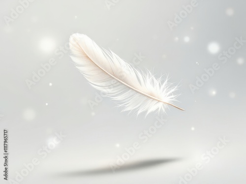 Delicate White Feather Floating Gently Against Soft Blurred Background photo