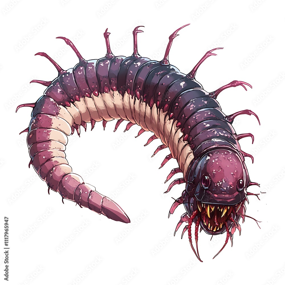 Fototapeta premium Millipede character in anime style on a white background