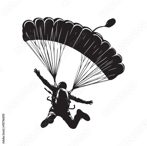 Skydiver  parachuting silhouette vector illustration 