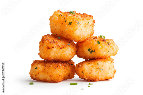 Fried mozzarella cheese isolated on white