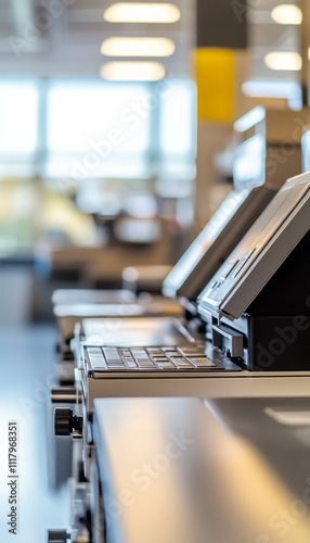 Modern printing equipment showcasing efficient operations with an out of focus office background