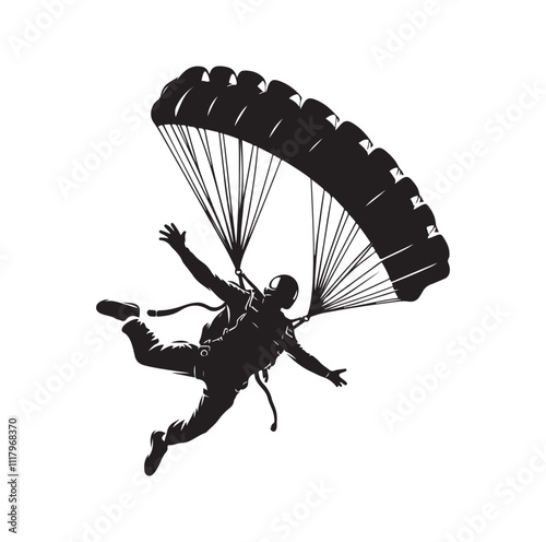 Skydiver  parachuting silhouette vector illustration 