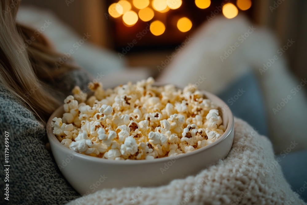 Home cinema: family watching a movie on the couch with popcorn in hand.
Home cinema: family watching a movie on the couch with popcorn in hand.
