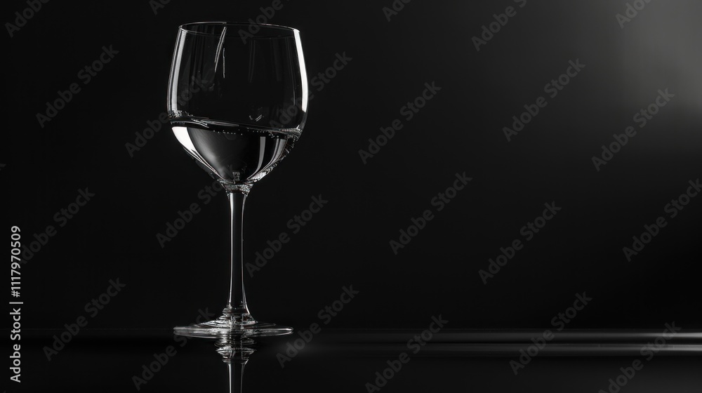 Wine Glass Filled with Liquid Against a Black Background