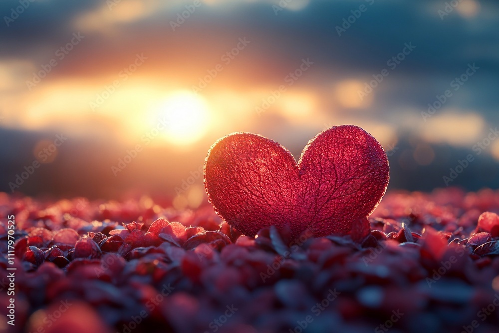 Fototapeta premium red heart in the sun