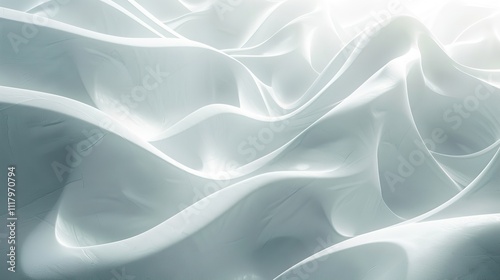 The image is white wave with a white background. The wave is very smooth and has very calming effect