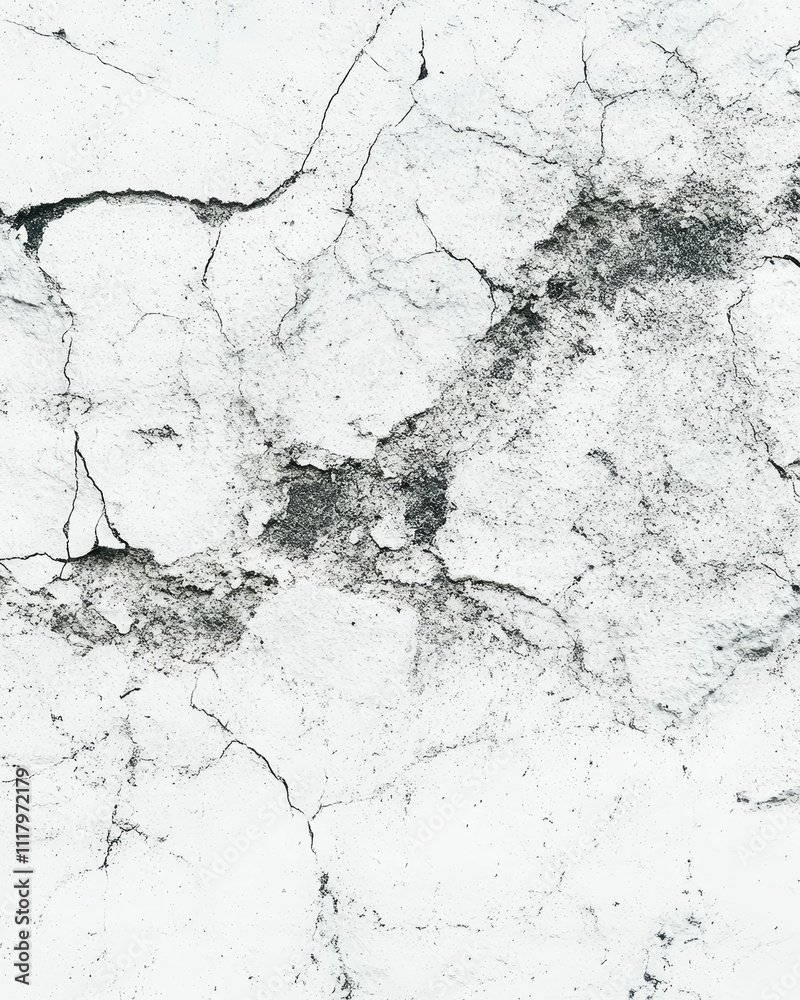 Obraz premium Cracked, aged surface; white, gray, textured.