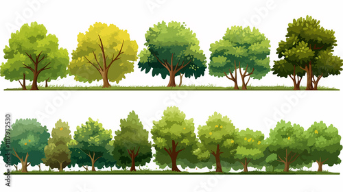 Colorful Seamless Cartoon Vector Trees for Creative Headers