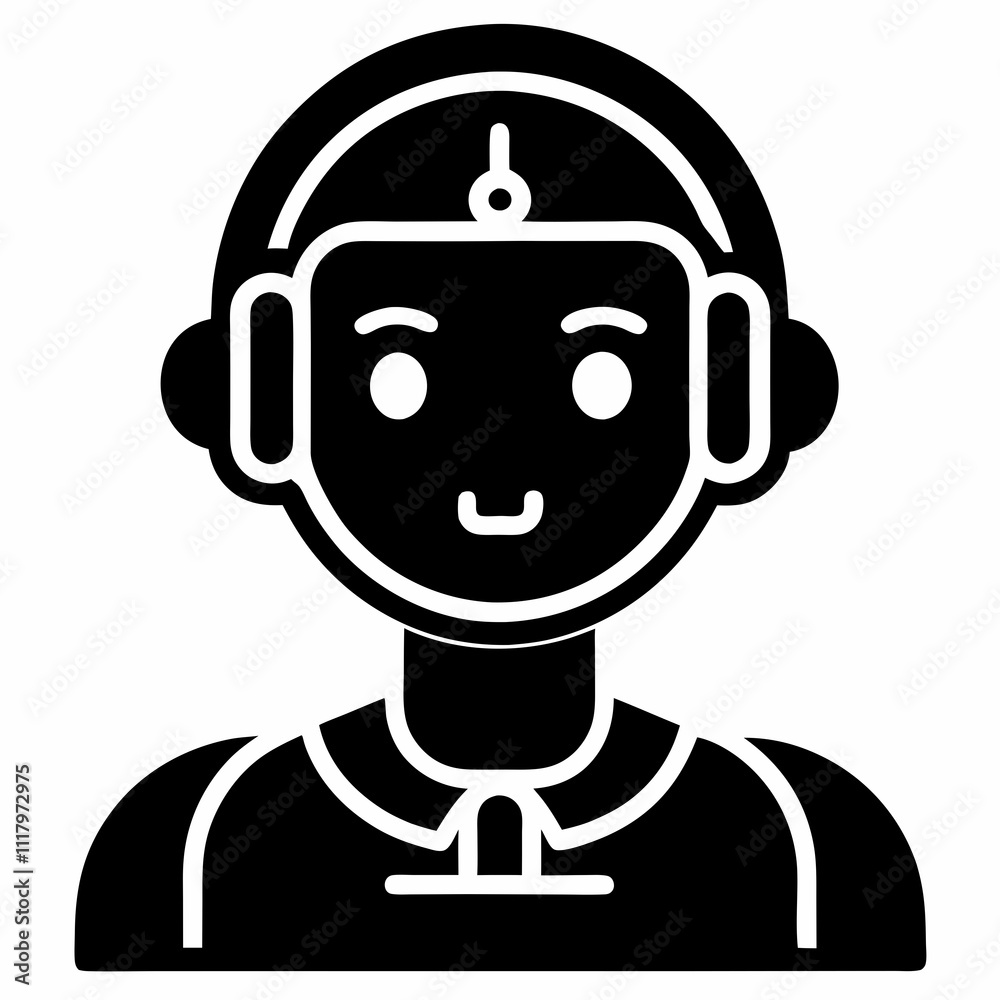 AI Assistant Icon vector silhouette black design white background AI Assistant Icon vector silhouette black design white background