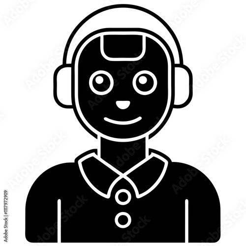 AI Assistant Icon vector silhouette black design white background